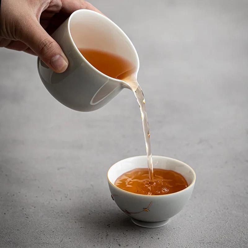 Japanese Style Ice Gray Smoky Gray Glaze Pitcher Small Household Ceramic Tea Pitcher Fair Cup Kung Fu Tea Set Mini Pitcher