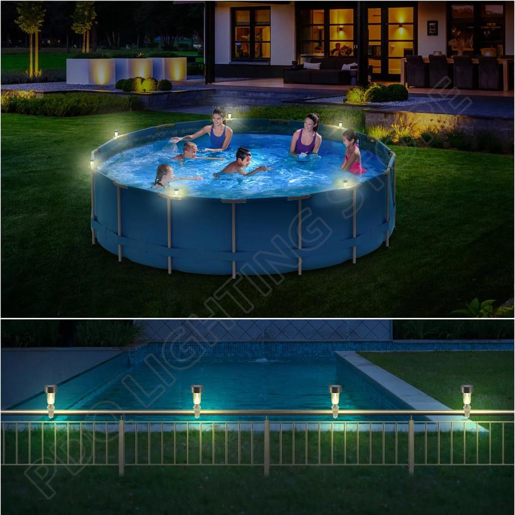 Solar LED Pool Lights Waterproof Ground Lights for Swimming Pool Fence Decorative Lighting Backyard Safety Accessories Lights