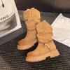 Kurzstiefel mit dicker Sohle Kinder Herbst und Winter neue Martin-Stiefel Western Maillard schlankmachende und höhenverlängernde Stiefel