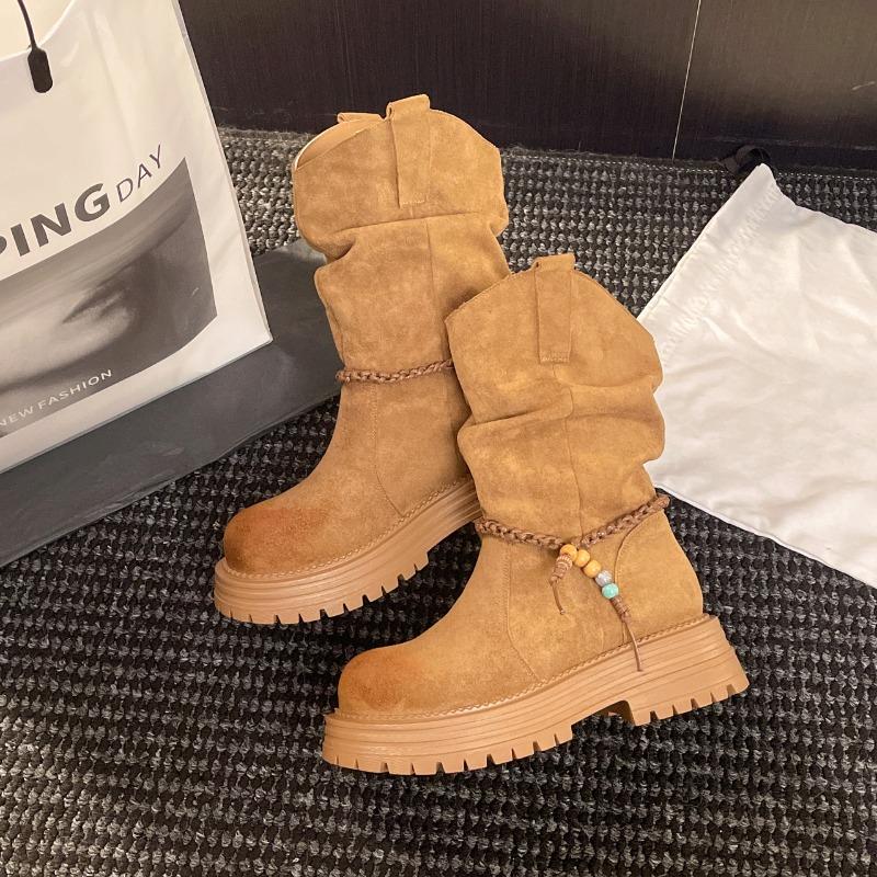 Kurzstiefel mit dicker Sohle Kinder Herbst und Winter neue Martin-Stiefel Western Maillard schlankmachende und höhenverlängernde Stiefel