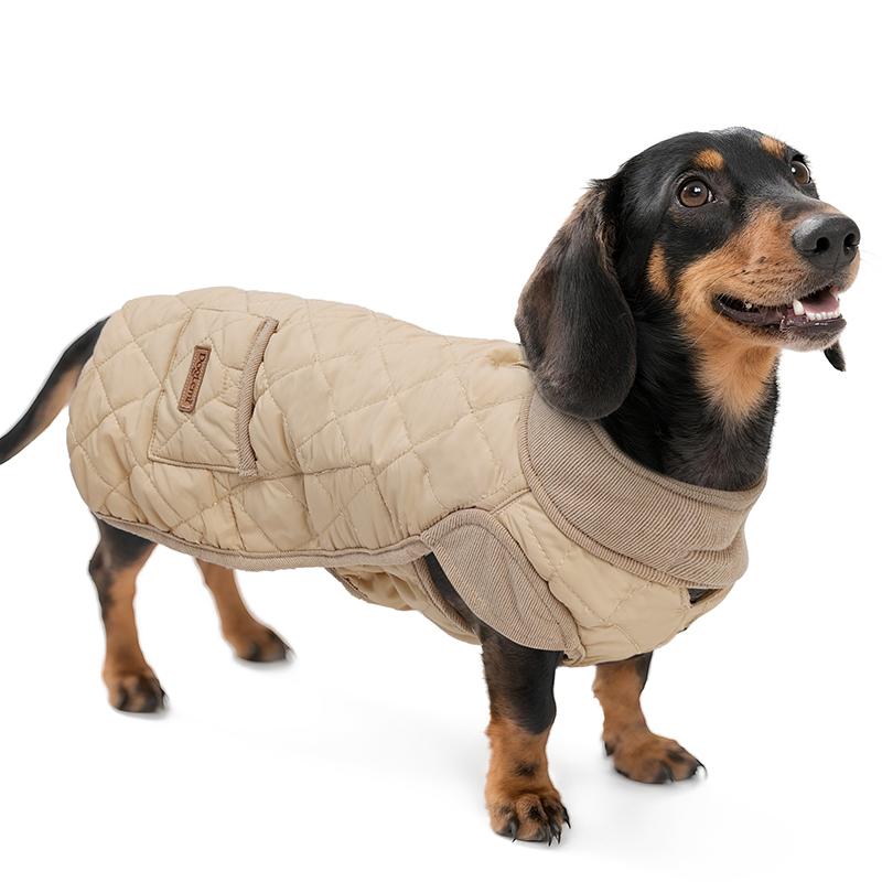 Winter Hundemantel für Dackel Wasserabweisend Warme Hundejacke für Kleine Kurzbeinige Hunde Rautenstepp Winddichte Hundekleidung