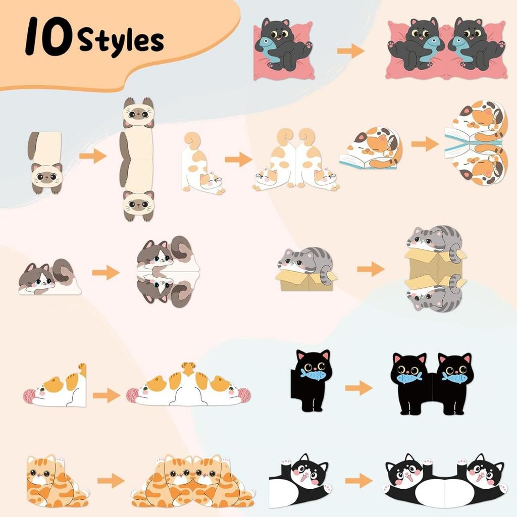 5/6/10pcs Cute Cat Cartoon Magnetic Bookmark Page Holder Fun Meow Bookmarks For Students Reading Book Magnetic Tags Decoration
