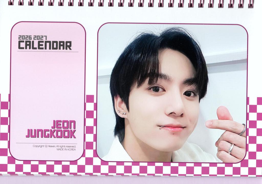 Jungkook Merchandise Desk Calendar Pink Desk Sticker Set (Photobook Calendar) 2026-2027 (2 Years) + K-POP