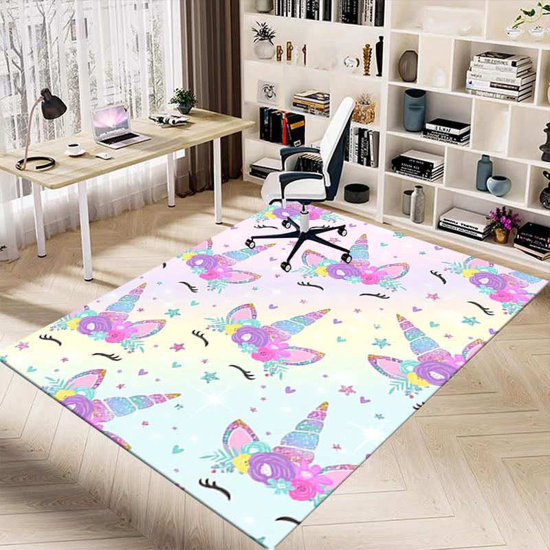 1PC Unicorn Flowers Extra Large Non-Slip Floor carpet, Office, family, bedroom, Studio - Large Area RugJ0322