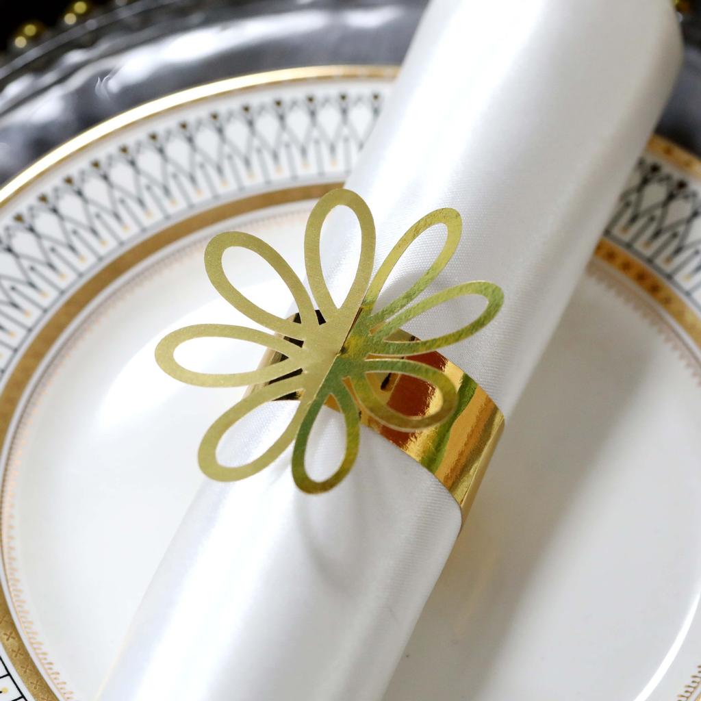 50Pcs Paper Napkin Ring  Buckle Hollow Flower Napkin Ring Wedding Party Table Decoration Supplies Wedding Hotel  Party Decor