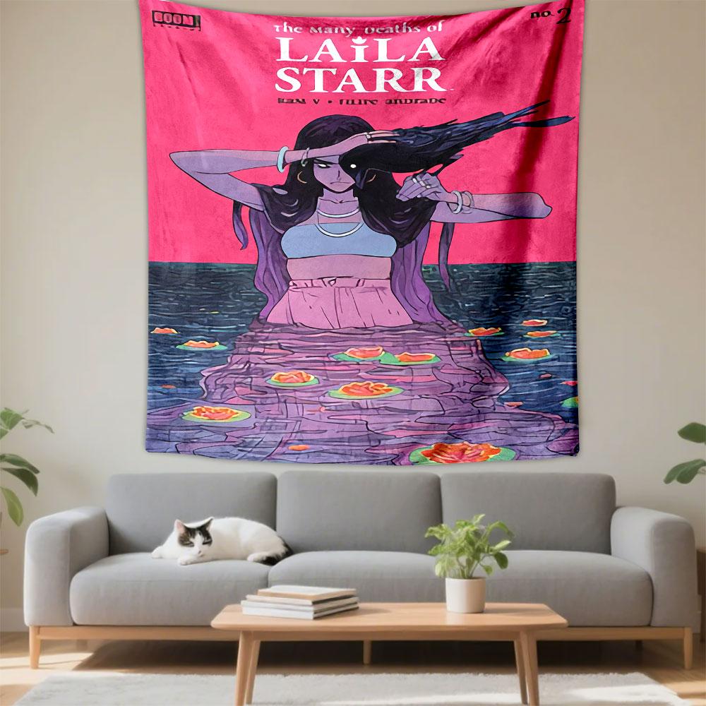 The Many Deaths of Laila Starr Tapestry Wall Hanging, Fantasy Comic Book Art, Comic Wall Decor for Bedroom Living Room Dorm