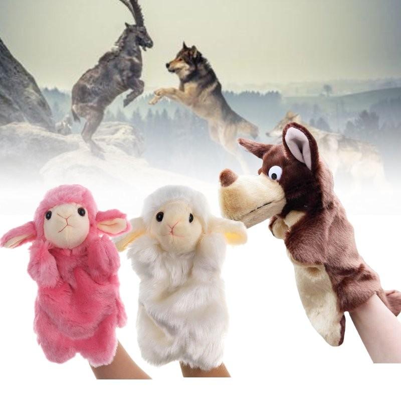 Adorable White Sheep And Big Bad Wolf Storytelling Puppet Hat For Kids Playtime
