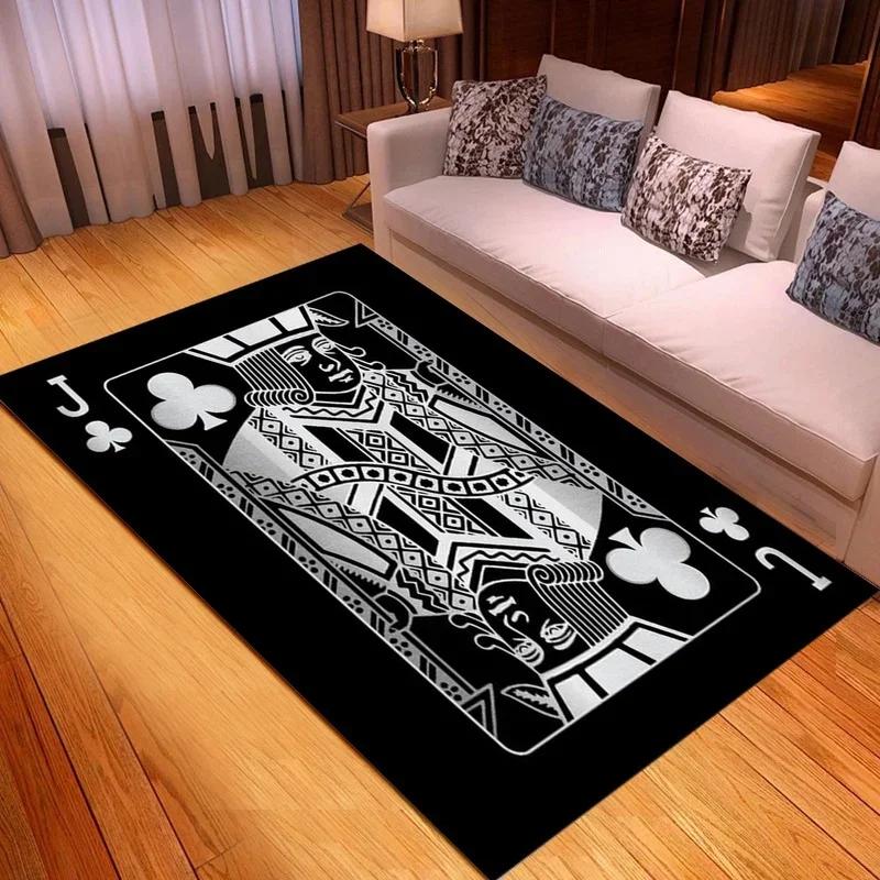 Playing Card Game Printed Carpet Party Home Decoration Theme Bedroom Rug Bathroom Kitchen Anti-slip Floor Mat Hallway Doormat