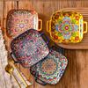 Abay Bohemian Square Ceramic Plates with Handles