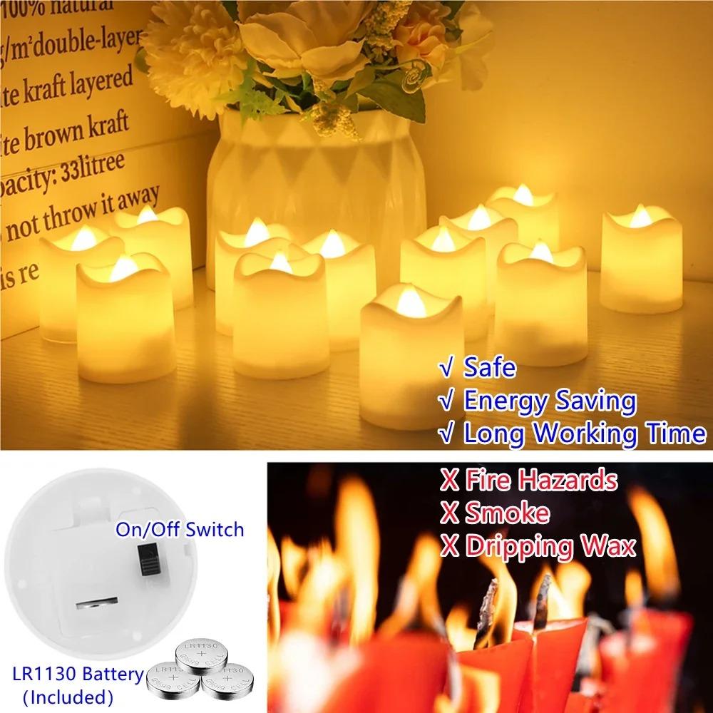 24Pcs Pack Flameless Votive Candles Flickering LED Candle Electric Battery Operated Tea Lights Warm White for Wedding Table Deco