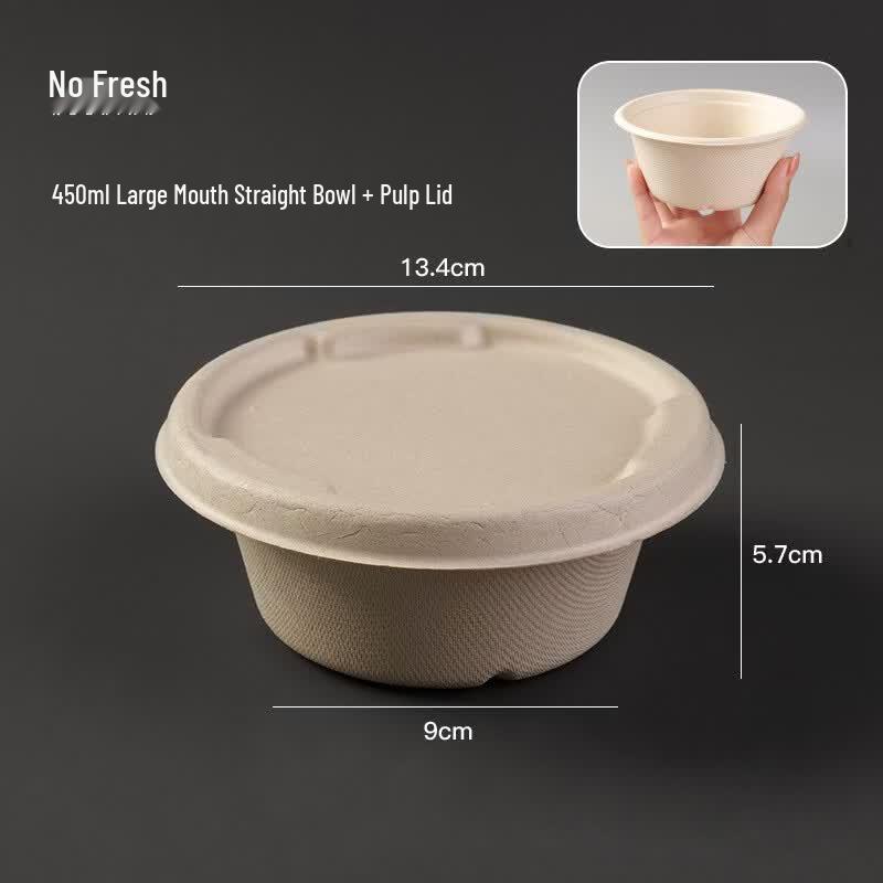 Nuoxian 450ml Disposable Pulp Bowls with Lids, 100-Pack