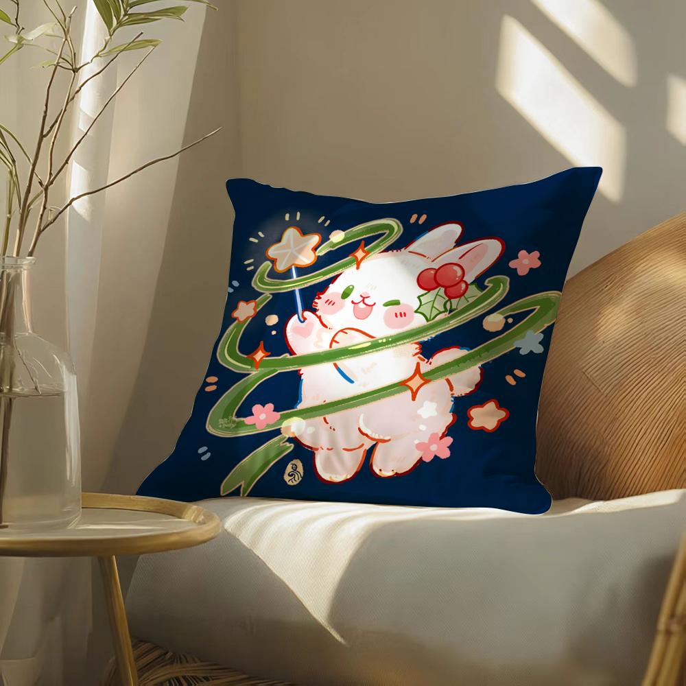 Cartoon Of Oriental Dragon Illustration Pillow Case Double-Sided Plush Sofa Cushion Covers Organic Breathable Invisible Zipper