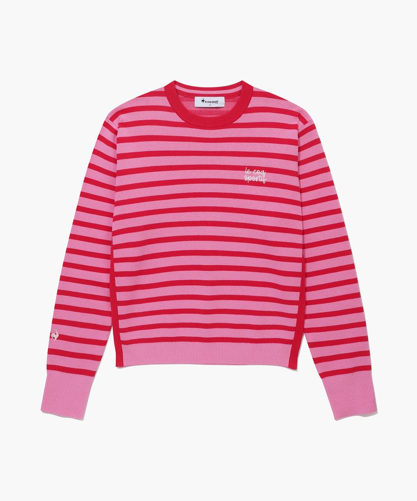 LECOQ GOLF Women'S Striped Round Sweater (Gq122Lkp12)