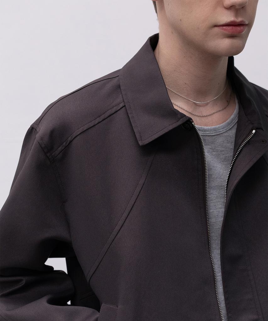 Decoroso Curved Raglan Blouson Jacket [Charcoal Brown]