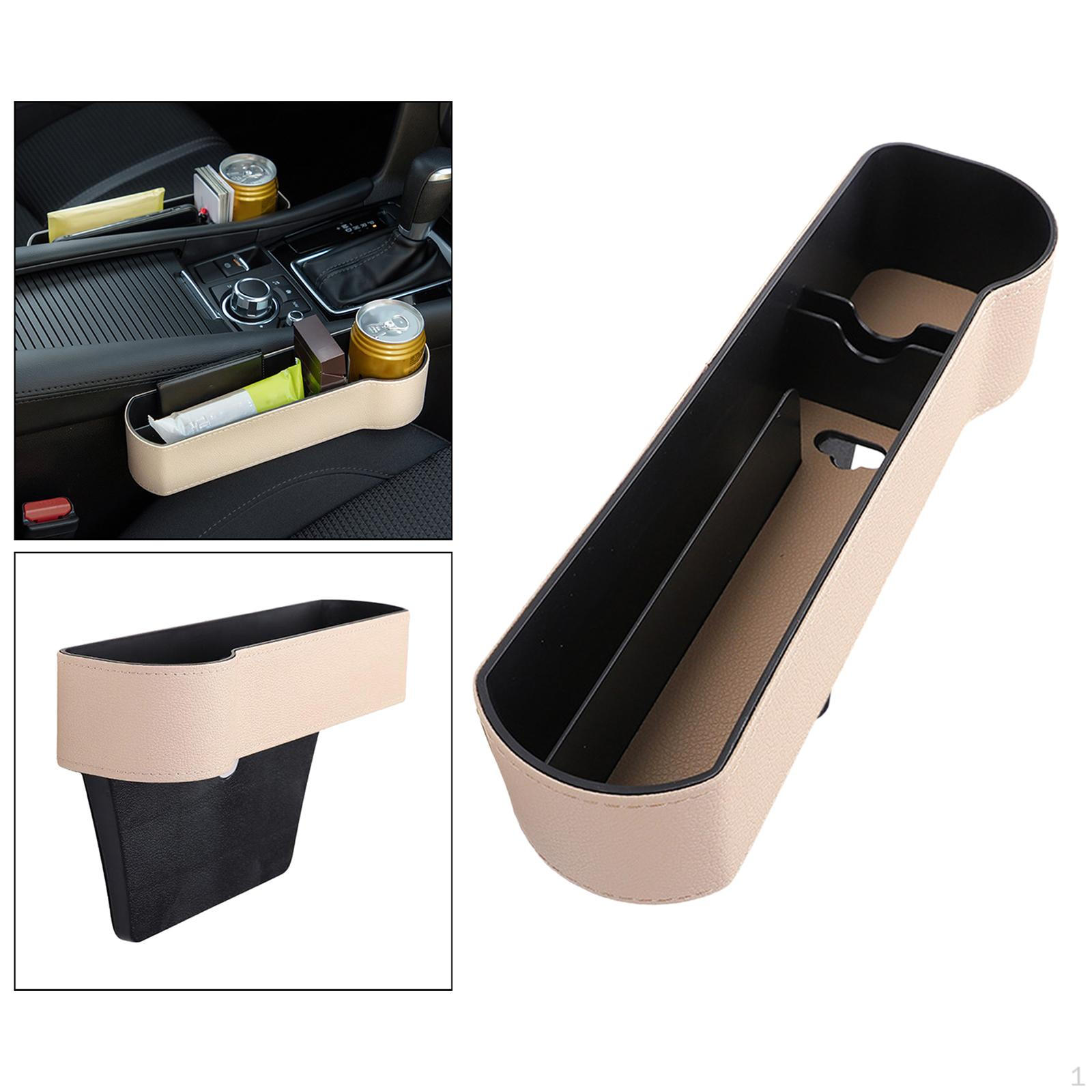 

Organizer Auto Console Side Storage Box Portable Multifunctional Crevice For Cellphones Beige Driver Side