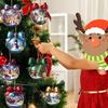 2D Christmas Ball Hanging Ornaments Wooden Ball Christmas Tree Ornament with Snow Scene for Winter Holiday Home Indoor Outdoor Decor