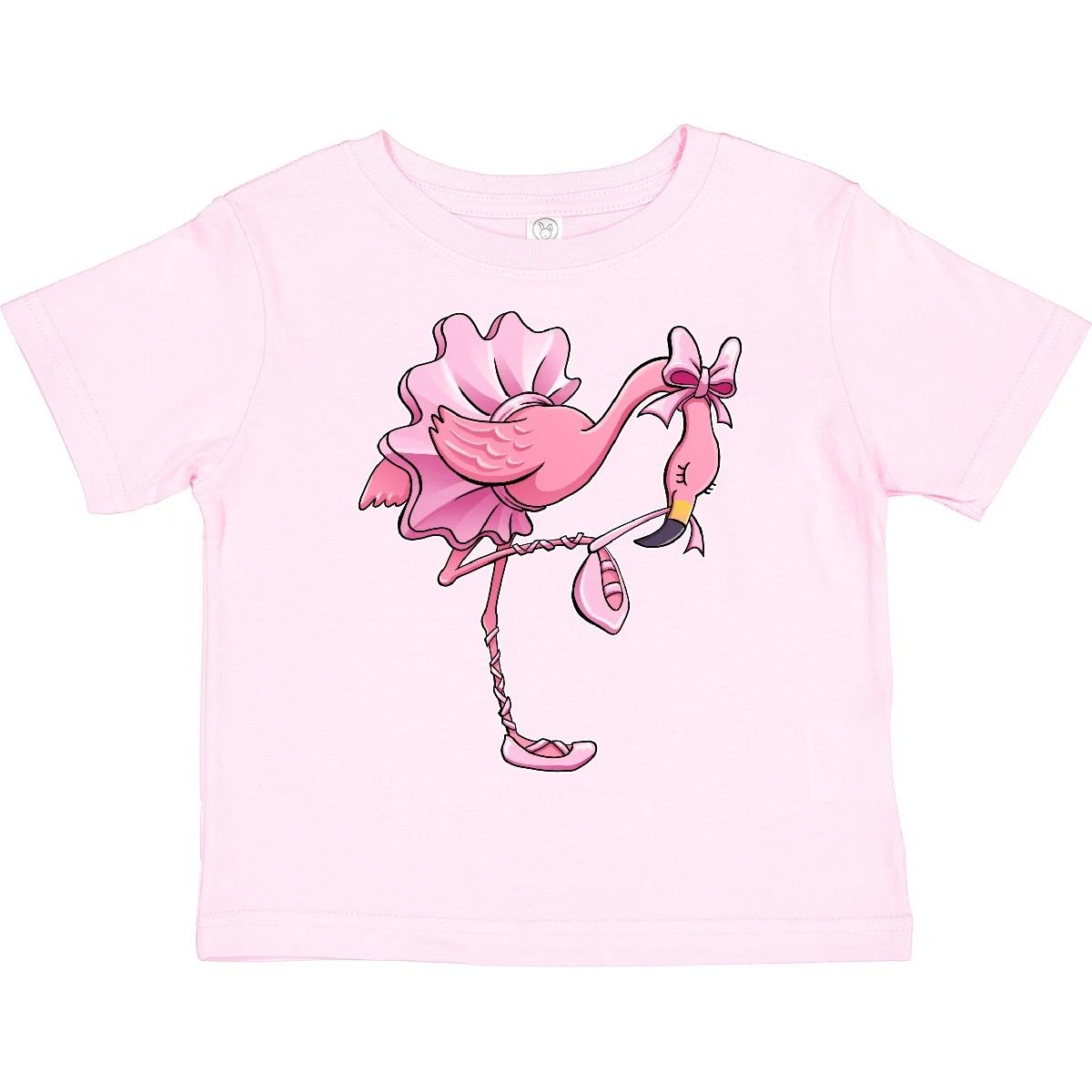 Inktastic Flamingo Ballerina In Tutu And Ballet Toe Shoes Toddler kids boys T-Shirt Bird 130