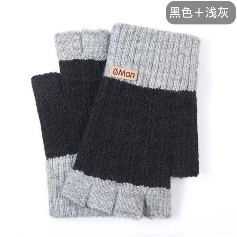 Student half-finger gloves are cold-proof and warm in autumn and winter, piled and thickened half-cut knitted gloves are cold-proof.