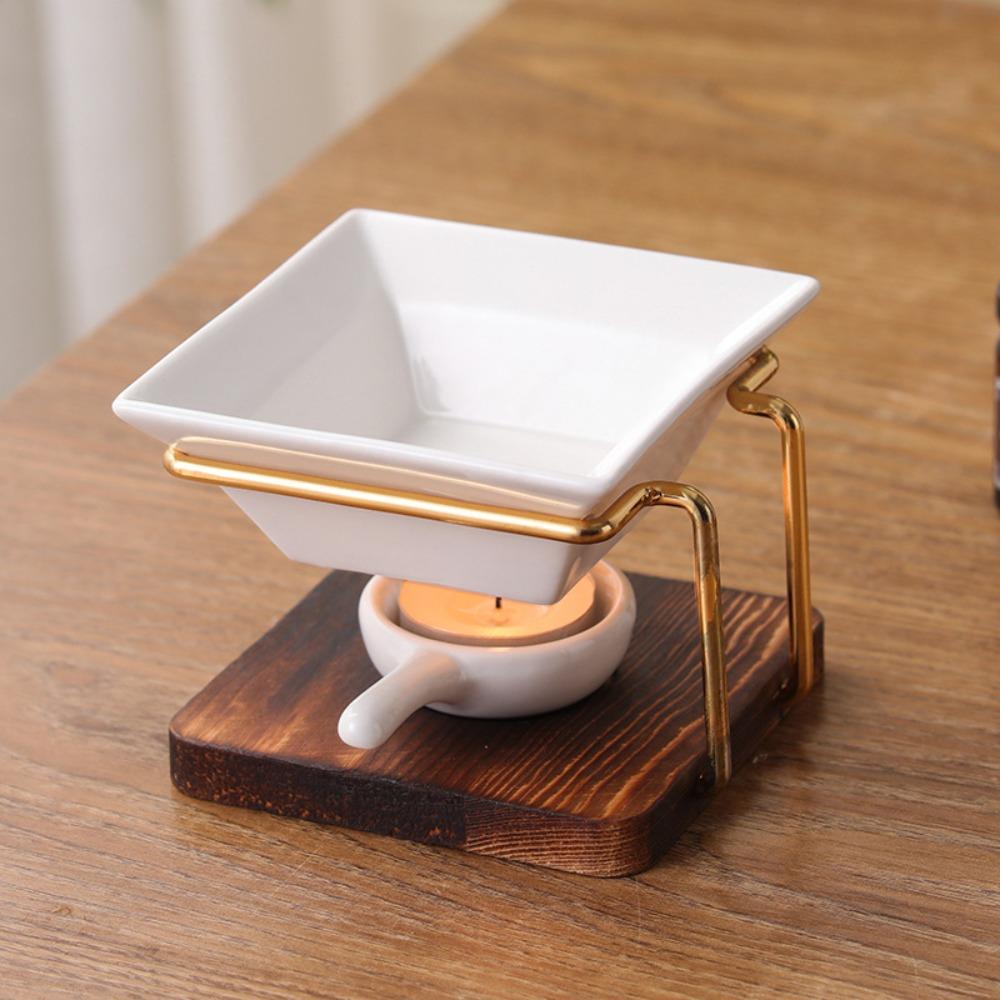 Ceramics Aromatherapy Stove Wooden Base Aromas Diffuser Practical Oil Burners  Home Use