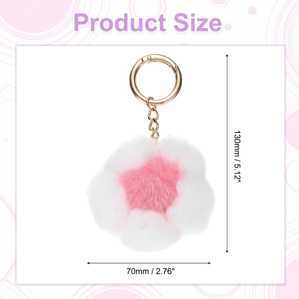Uxcell 5,1" Blume Plüsch Schlüsselanhänger, Nerzfell Bommel Blume Taschendekoration, Autoschlüsselanhänger mit Rex Floral Petite Anhänger, Taschendekoration, Handtaschen Schnalle,