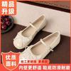French silver Mary Jane bow flat bottom light mouth single shoes 2025 spring and autumn new summer with skirt Doudou shoes