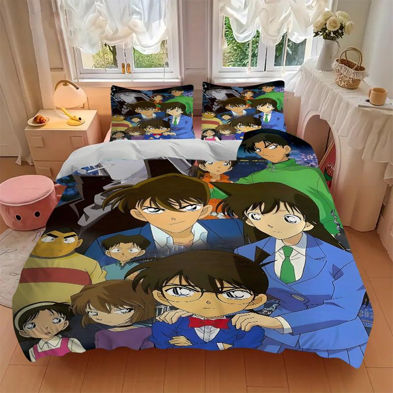 Detective Conan Mystery Print 3Pcs Bedding Setduvet Cover With 2 Bedropillowcase Home Birthday Gift