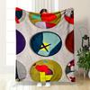 KAWS Circular Panel Art X Eyes Blanket Throw, Flat Circle Pop Art Style Design, Modern Living Room, Cozy Bedding, All Seasons Gift