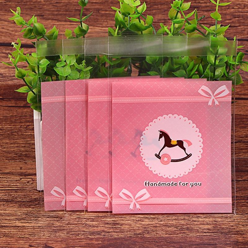 100 Pcs/set Self Adhesive Christmas Santa Cellophane Party Treat Cooky Candy Gift Bags