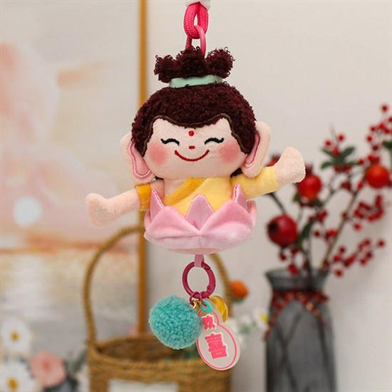 Cartoon Lotus Buddha Plush Keychain - Good Luck Pendant Gift