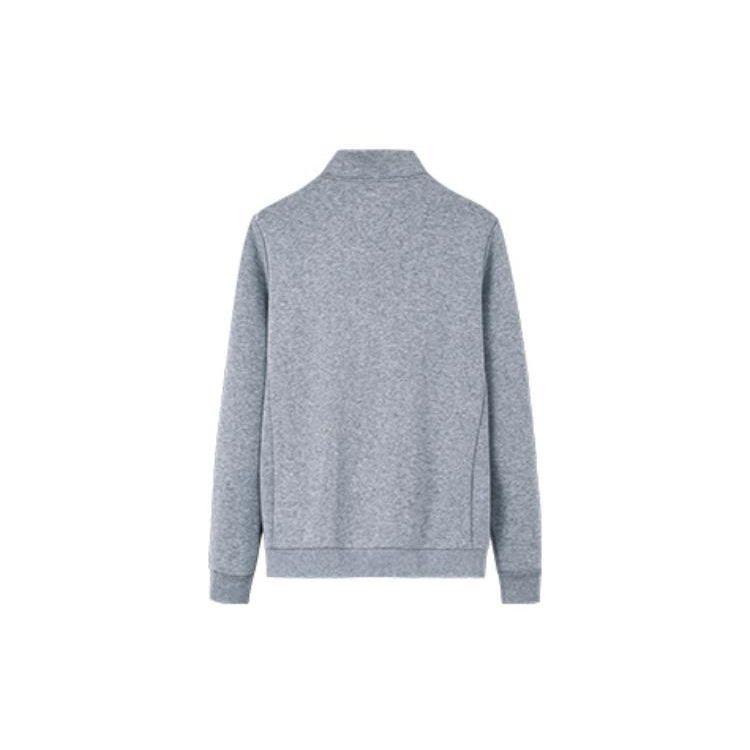 Anta Plain Logo Patch Zipper Fleece Hoodie Men hoodies Gray 952237735-1