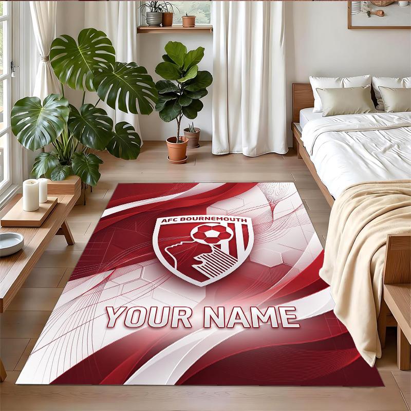 Crystal Velvet Rug Custom Name Text, Soft Non Slip Floor Mat Home DecorBournemouth Football