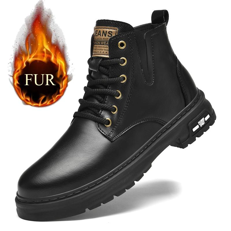 Fashion Winter Desert Boots British Style Men Casual Leather Cowboy Boots Business Dress Shoes Male Ankle Boots Lace Up High-top Shoes