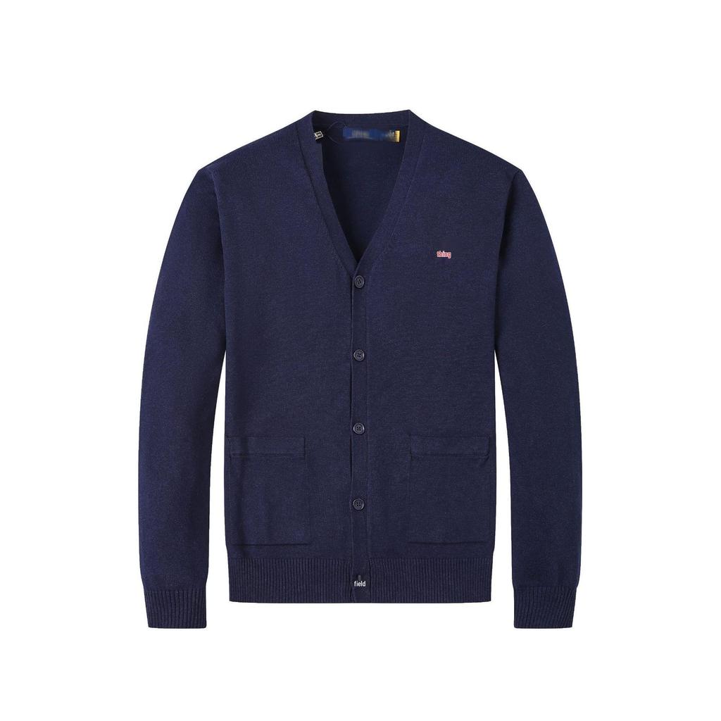 Men's Cotton V-Neck Sweater with Small Horse Embroidery – Classic, Versatile Spring/Autumn Knitwear