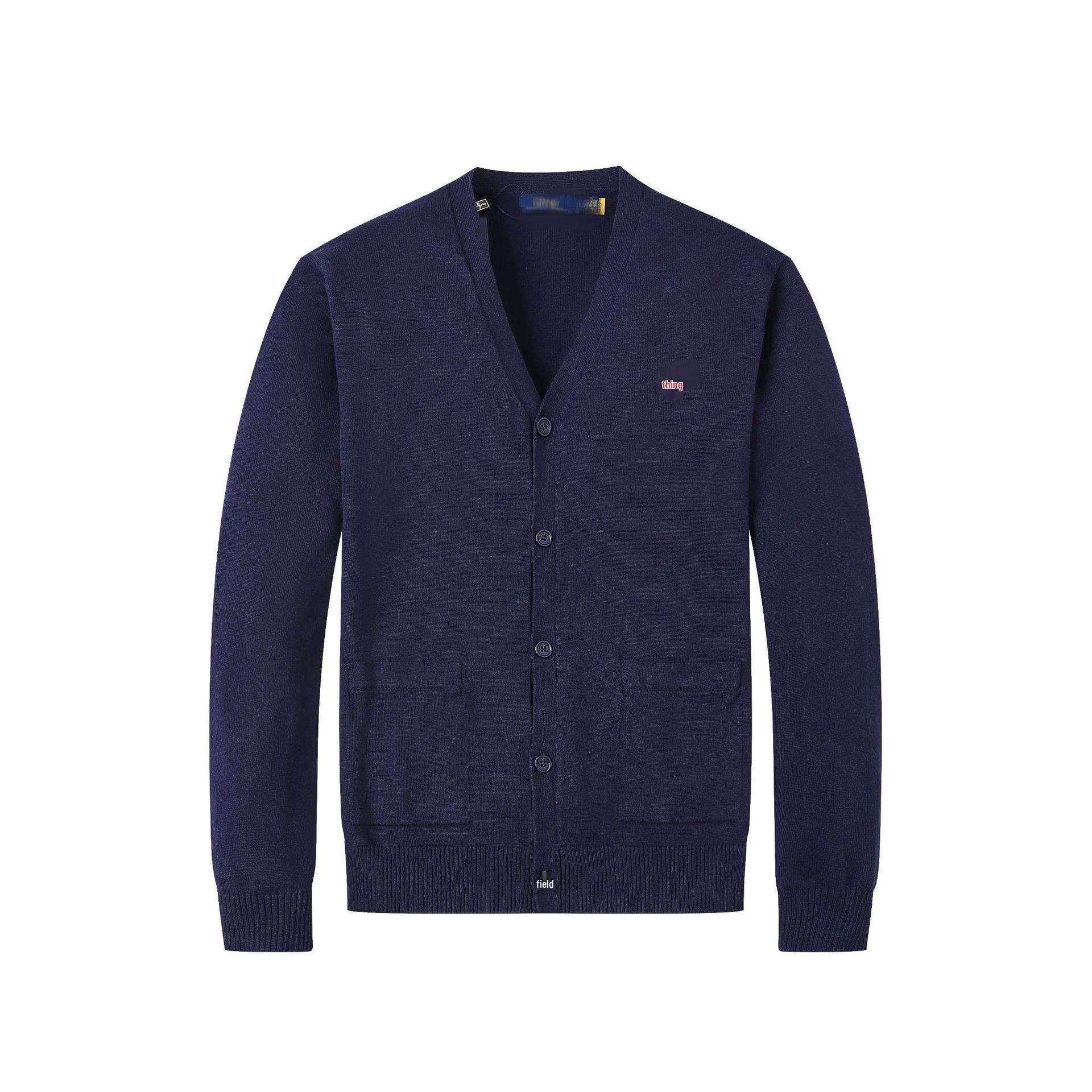 

Men s Cotton V-Neck Sweater with Small Horse Embroidery – Classic, Versatile Spring/Autumn Knitwear Double Extra Large