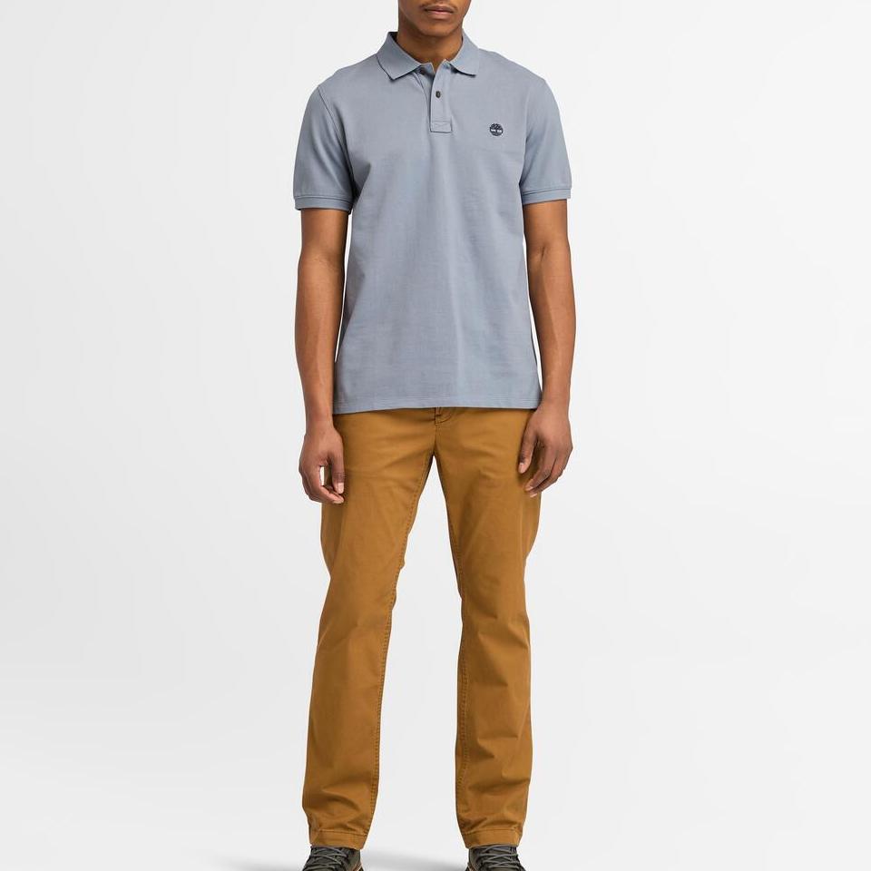 Timberland Solid Color Casual Polo Shirt Men tops Blue A6943-073
