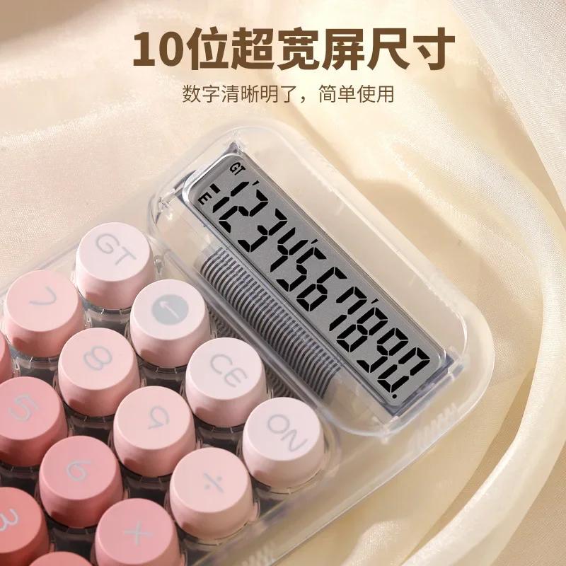 Transparent Gradient Large Button Calculator, Large Screen Electronic 10 Digit, Suitable for Student Business Use