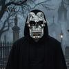 Full Face Demon Mask Halloween Skull Mask, Silver Ram Horn for Party, Scary Headgear, Glossy Metallic Cosplay Prop Electroplated