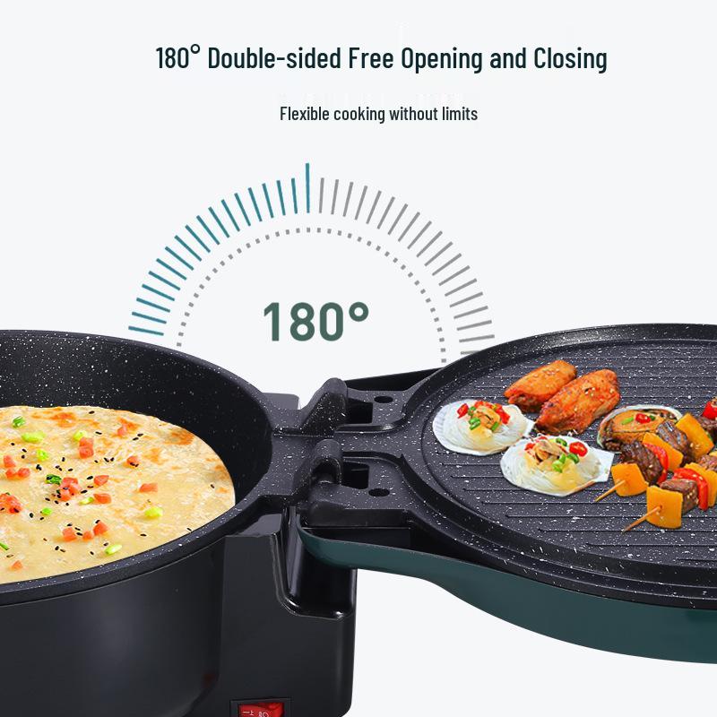 34cm Non-Stick Double-Sided Electric Griddle, 2200W 3-in-1 for Frying, Grilling, Baking