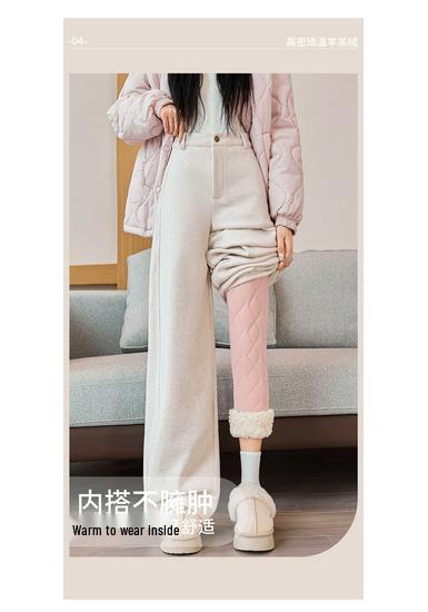 Alpaca Wool High-Waist Thick Warm Pants - 800g One-Piece, Anti-Sag Velvet Layer for Women, Autumn/Winter Outerwear