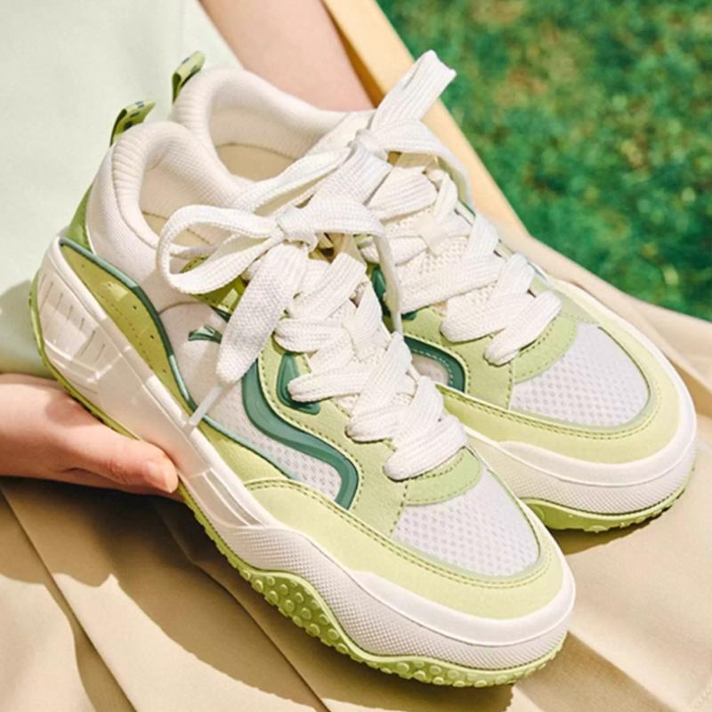 Anta Comfortable Versatile Non-Slip Wear-Resistant Breathable Low-Top Skate Shoes Women Sneaker White Green 922528072-3