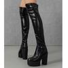 Fashion Eilyken Winter Soft Leather Women Over The Knee Boots Fashion Round Toe Square Platform Heels Shoes Sexy Long Booties
