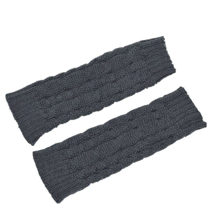 Comfortable Winter Arm Sleeves Fingerless Gloves Soft Acrylic Fibre Cable Knit Gloves For Outdoor Daily Use And Sport