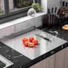 Stainless Steel Cutting Board Anti-Slip L-shaped Edge Chopping Board Multi-Purpose Kitchen Prep Board for Meat Vegetables Dough