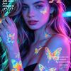 Temporary Face Tattoos 5 Sheets Butterfly Tattoo Stickers Waterproof Flower Tattoos Colorful Long-lasting Body for Parties Night Club Music Festival