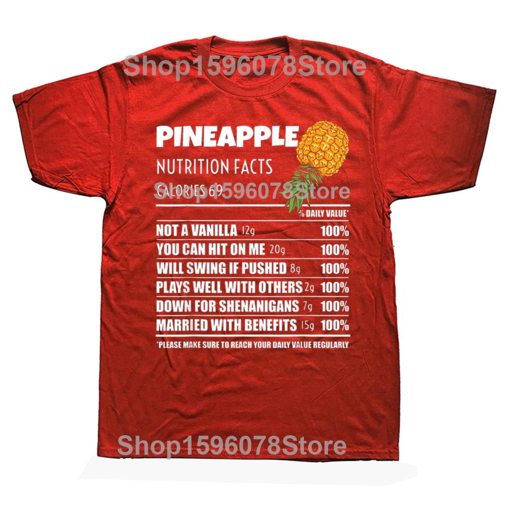 Funny Upside Down Pineapple Nutrition Facts Swinger Graphic T Shirts Cotton Humor  Tee Shirt Short Sleeve Unisex Loose Clothing