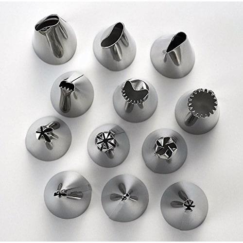 Pearl Metal Cream Pastry Bags with Tips, Set of 12, with Case, for Cakes, Christmas, Valentine's Day, and Homemade Baking, D-3101
