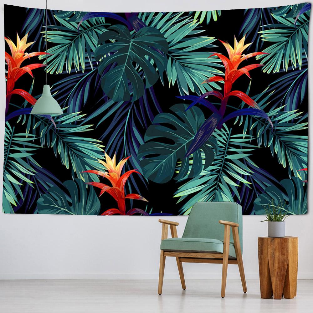 Tropical Plant Leaf Tapestry, Hippie Animal Bird, Wall Art Blanket, Living Room and Bedroom Decoration, Hanging Home Decoration