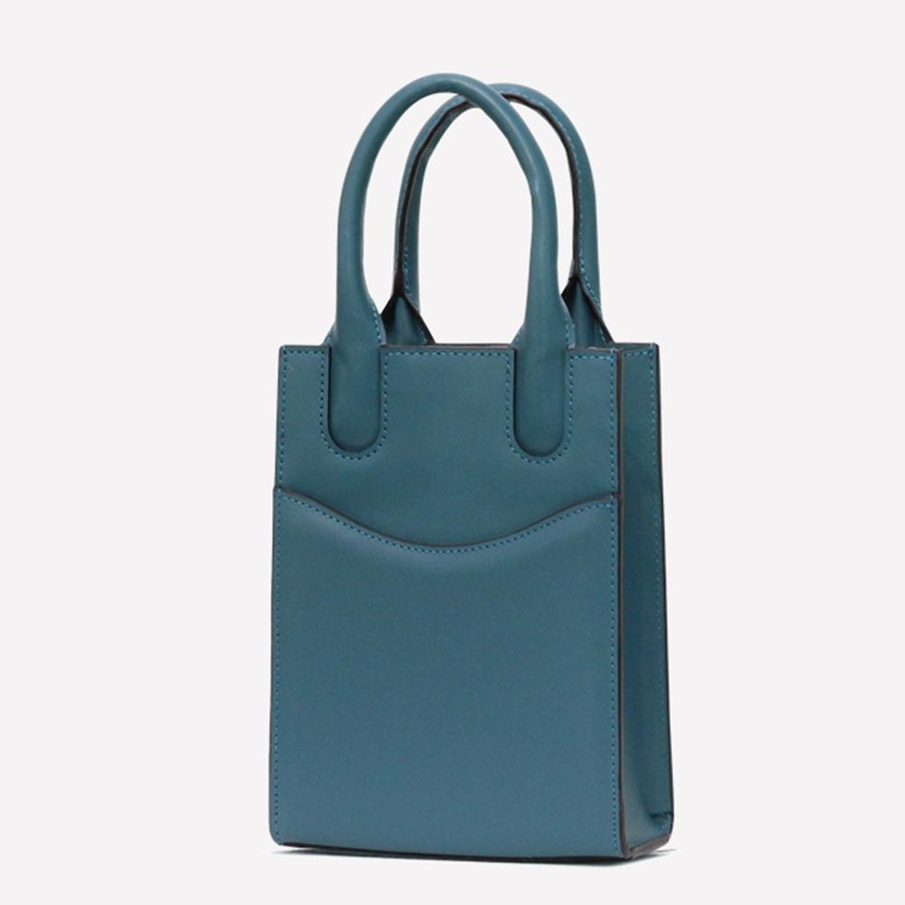 Matt [Refurbished] Wave Cowhide Mini Tote Bag Turquoise Blue