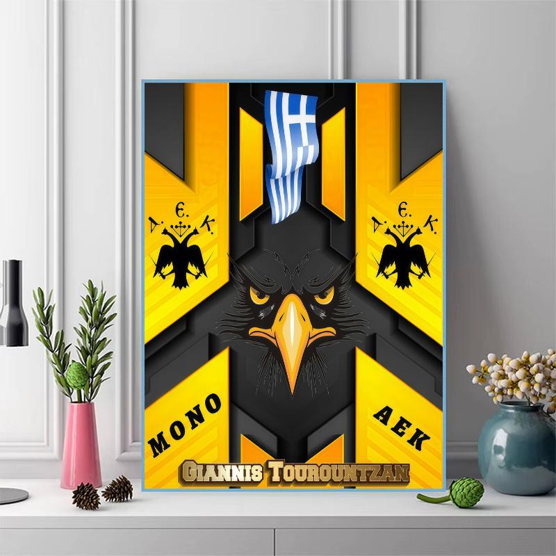 AEK Athens F.C logo 100% Round Full Drill 5D DIY Diamond Painting Embroidery Cross Stitch Rhinestone Décor