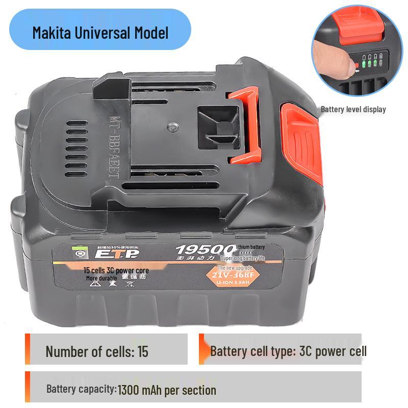 21V Lithium Battery for Makita: Compatible with High-Power Air Impact Wrenches, Electric Saws, Hammers, Drills, and Grinders
